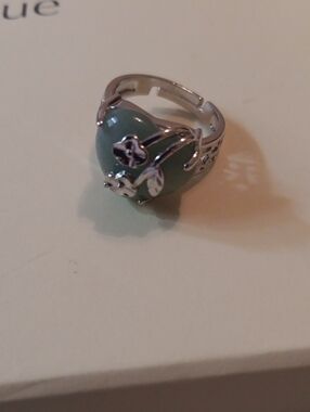 Green Aventurine 12.00 ctw Ring (Adjustable) in Silvertone